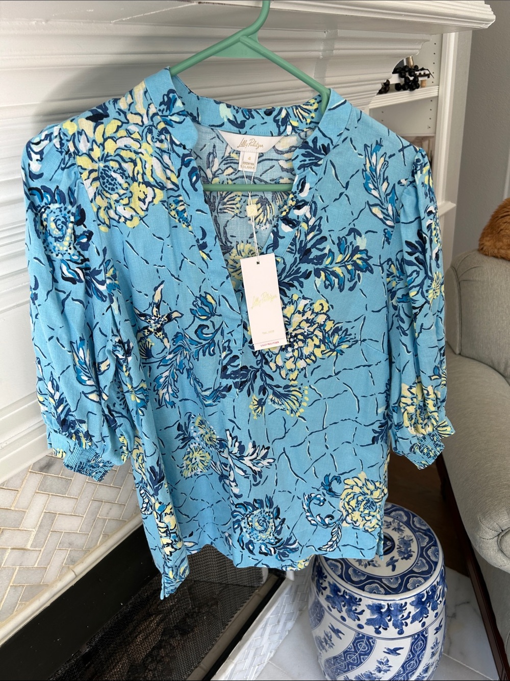 Lilly Pulitzer Light Mialeigh Linen Top Bellevue View Breakers Beach